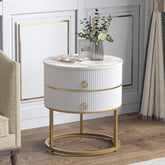 Okzy Round Nightstand with Drawer Bedside Table Side Table "Special Offer"